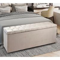 Calçadeira Recamier Baú Solteiro 0,90m Suede Bege - 5