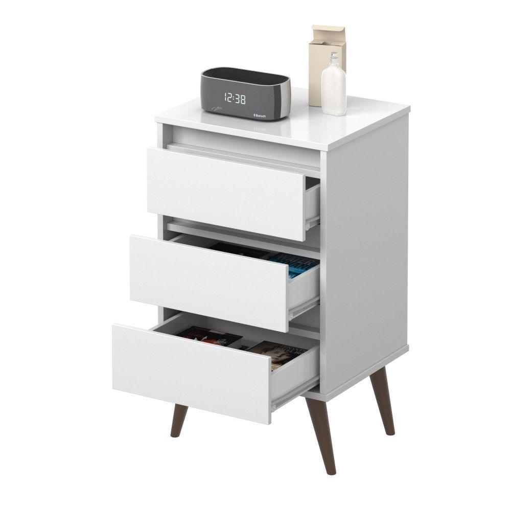 Kit De 2 Mesas De Cabeceira Alecrim Retrô Branco - 3