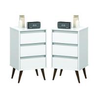 Kit De 2 Mesas De Cabeceira Alecrim Retrô Branco - 1
