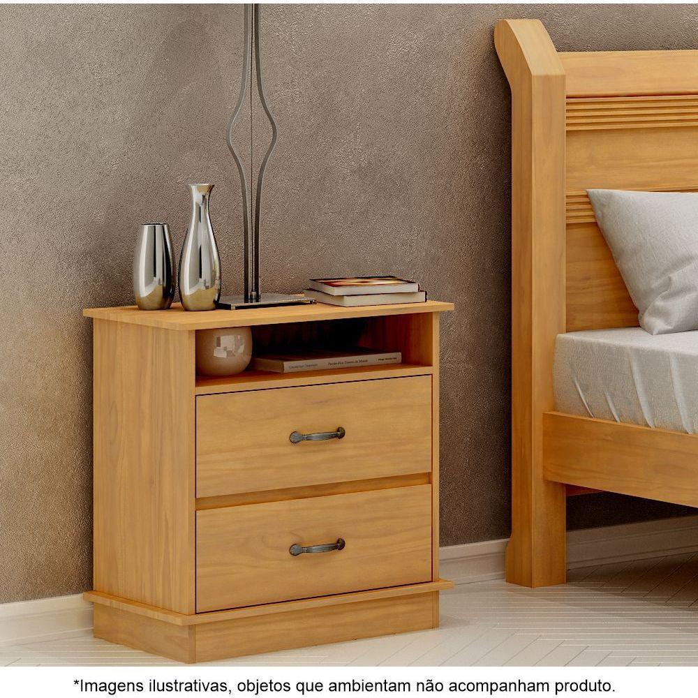 Mesa De Cabeceira 2 Gavetas Em Madeira Maciça Júlia Mel - Straub Web - 1