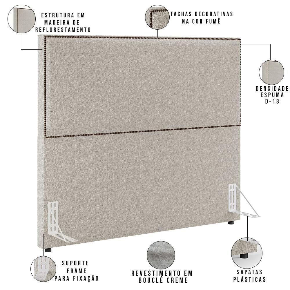 Cabeceira Box Casal King Com Tachas 195cm L02 Creme - 7