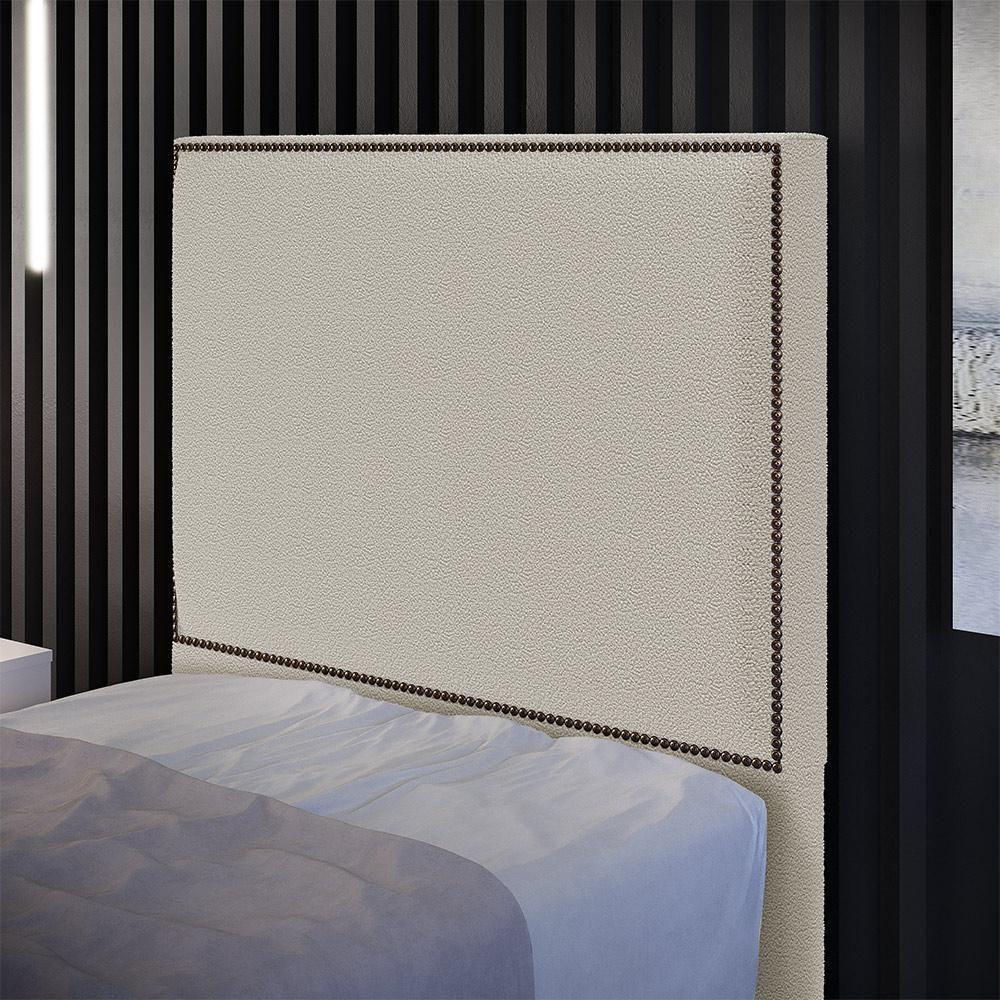 Cabeceira Box Solteiro Com Tachas 100cm L02 Creme - 6