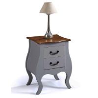 Mesa de Cabeceira Bombê Antique 2 Gavetas Laca Cinza - 1