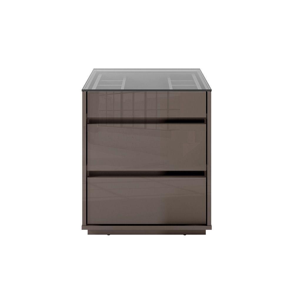 Kit 02 Mesas De Cabeceira Organizadora Ellie 3 Gavetas Cinza Pérola - 2