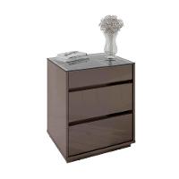 Kit 02 Mesas De Cabeceira Organizadora Ellie 3 Gavetas Cinza Pérola