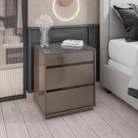 Kit 02 Mesas De Cabeceira Organizadora Ellie 3 Gavetas Cinza Pérola - 5