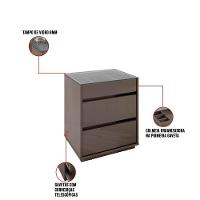 Kit 02 Mesas De Cabeceira Organizadora Ellie 3 Gavetas Cinza Pérola - 7