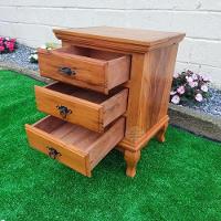 Mesa De Cabeceira 3 Gavetas Com Pé Luiz Xv Madeira De Demolição Sudeste Rústico - 3