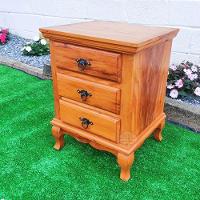 Mesa De Cabeceira 3 Gavetas Com Pé Luiz Xv Madeira De Demolição Sudeste Rústico - 5