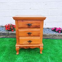 Mesa De Cabeceira 3 Gavetas Com Pé Luiz Xv Madeira De Demolição Sudeste Rústico - 6