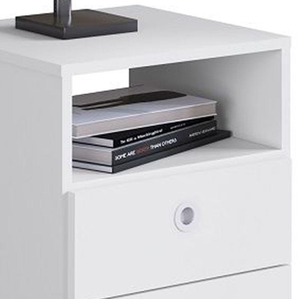 Mesa De Cabeceira 2 Gavetas 1 Prateleira Tókio A05 Branco - 3