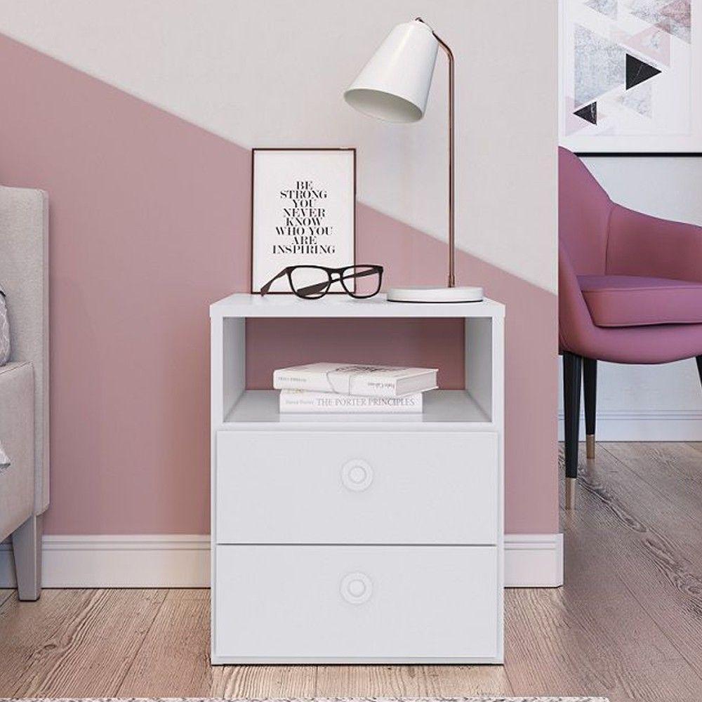 Mesa De Cabeceira 2 Gavetas 1 Prateleira Tókio A05 Branco - 4