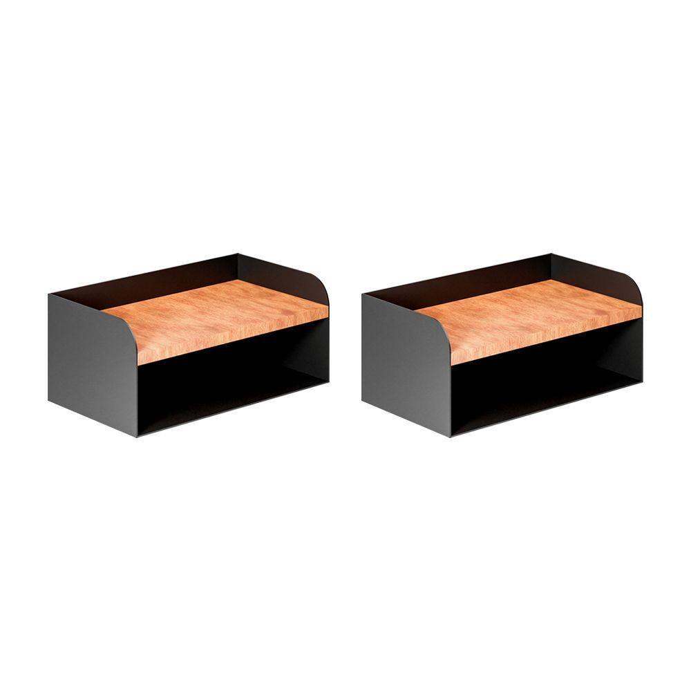 Kit 2 Apoios De Cabeceira Em Aço Home Padrão Morphi Design 45 Preto - Cor: Preto - 1