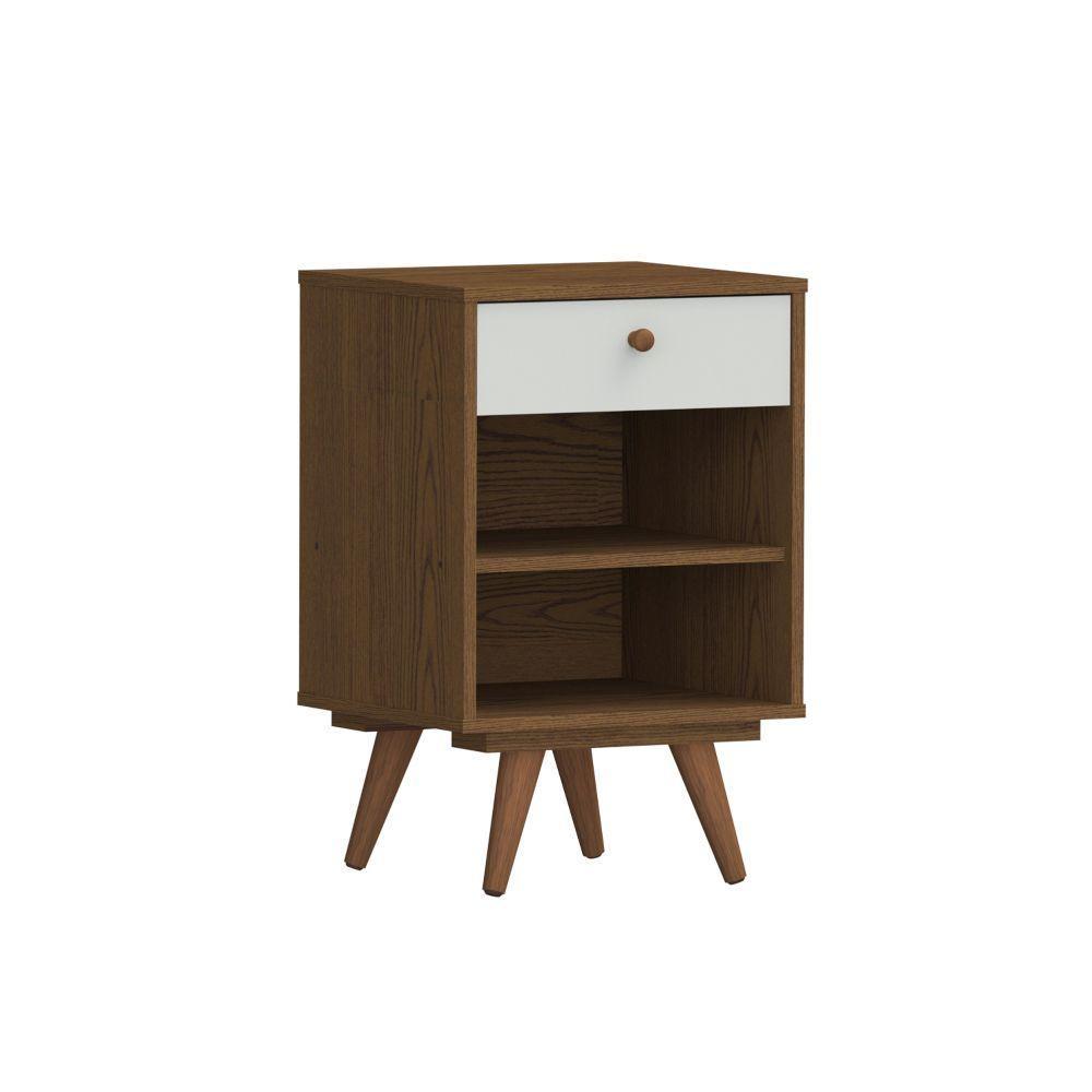 Criado Retrô Plus Conhaque / Off White - Olivar Móveis - Cor: Marrom - 3