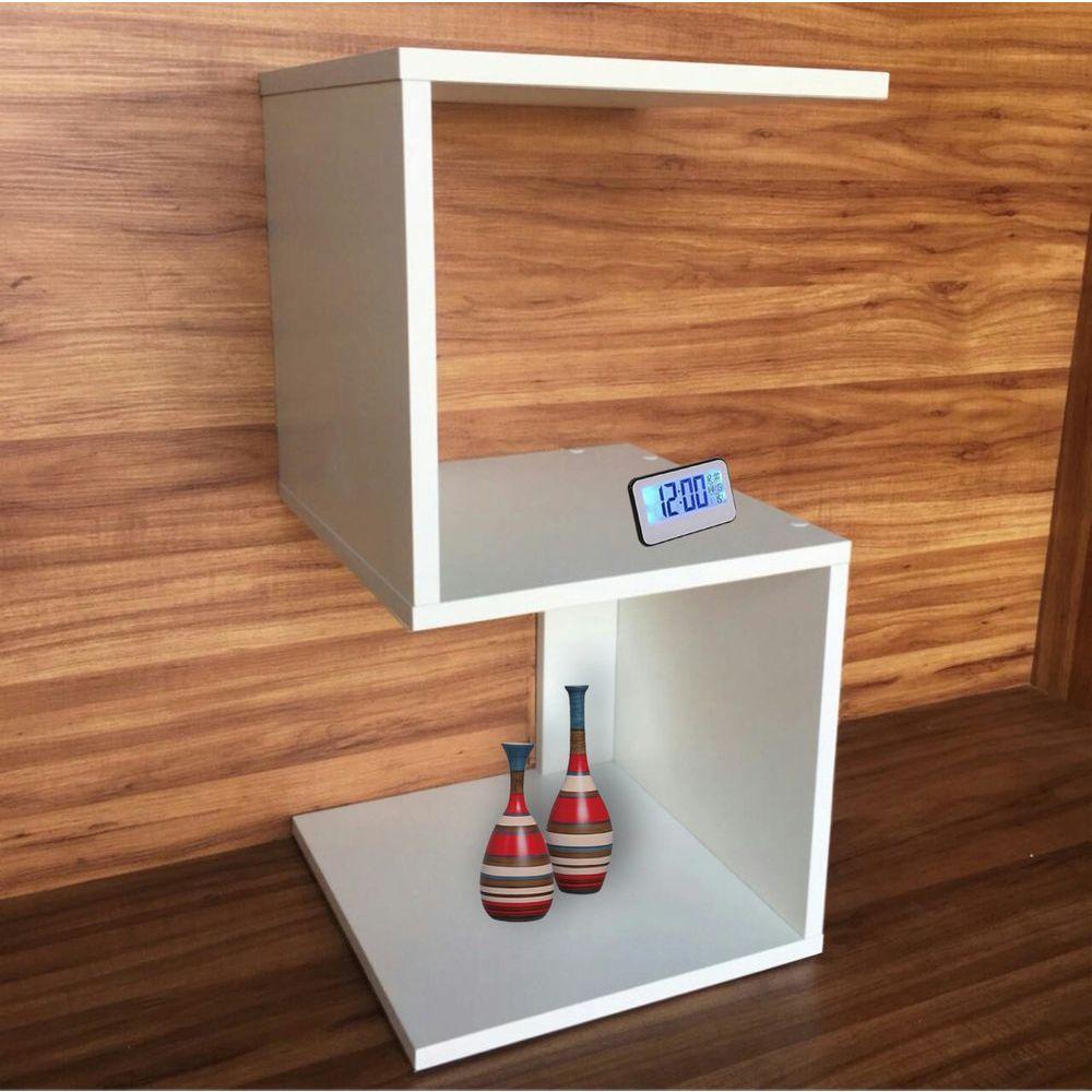 Mesa De Cabeceira Em S Branco Em Mdf - 4