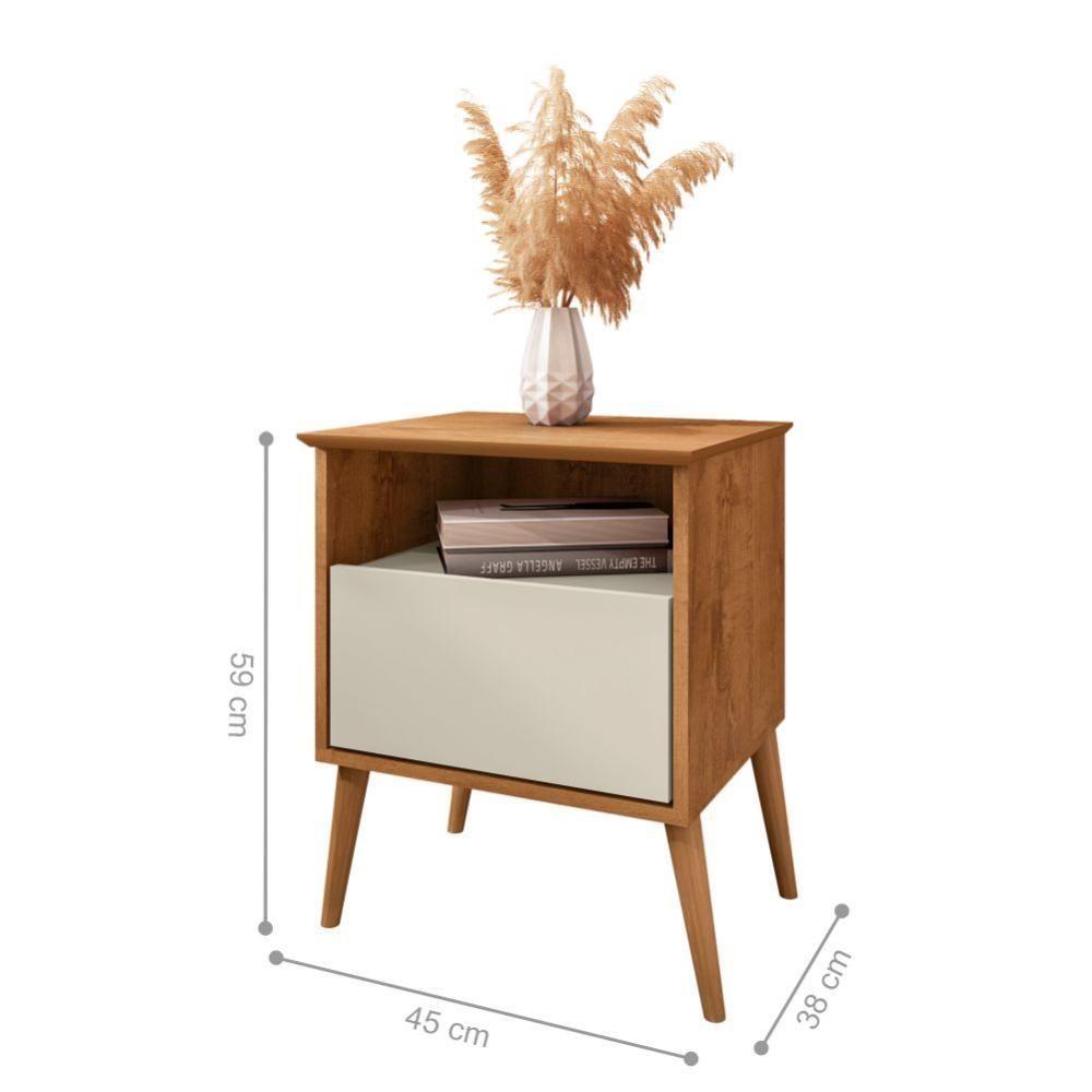 Mesa De Cabeceira 1 Gaveta Londres Naturalle Off White - 3