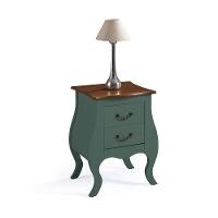 Mesa de Cabeceira Bombê Antique 2 Gavetas Laca Verde Musgo - 1