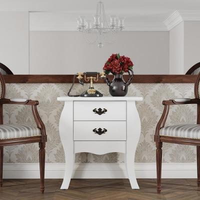 Mesa de Cabeceira Quarto Bombe Premier 2 Gavetas Branco