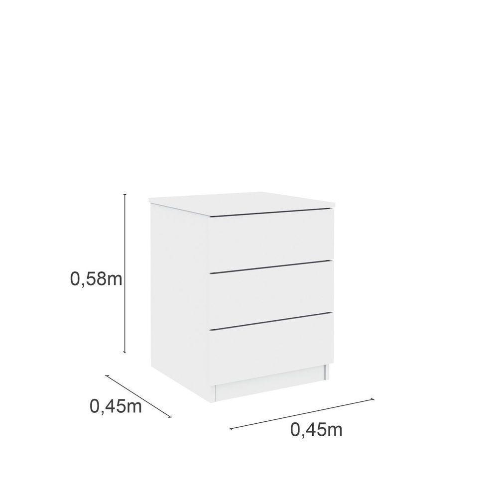 Mesa De Cabeceira 3 Gavetas Veronna Tcil Móveis Cor:branco - 2