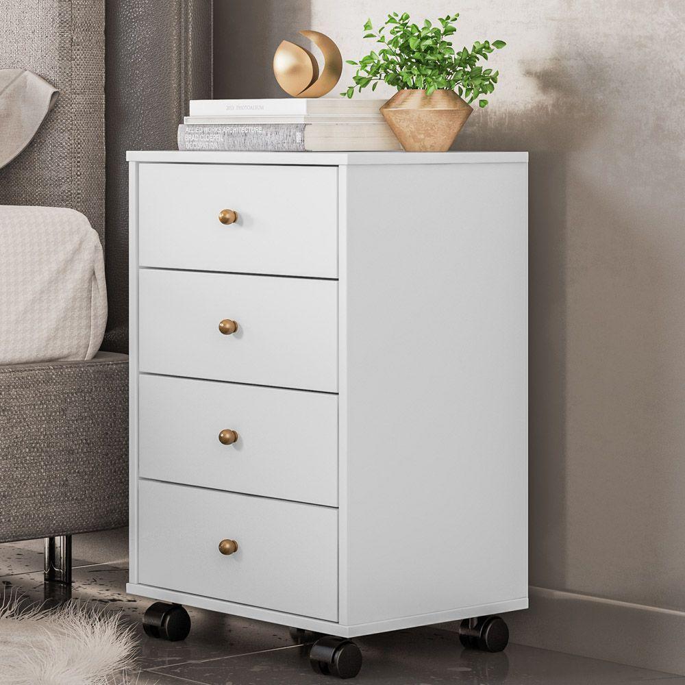 Mesa De Cabeceira 4 Gavetas Presence D02 Branco - 4