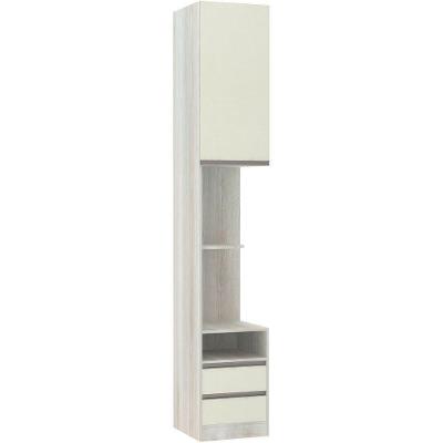 Mesa De Cabeceira Esquerdo 1 Porta 2 Gavetas Prime Plus Luciane Legno Crema Com Kashmir