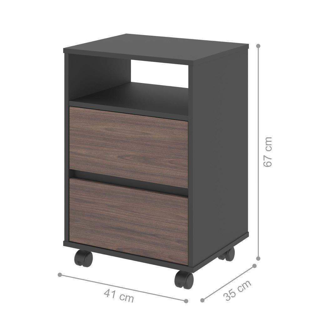 Mesa De Cabeceira Com Rodízios Nadi Freijo Preto - 2