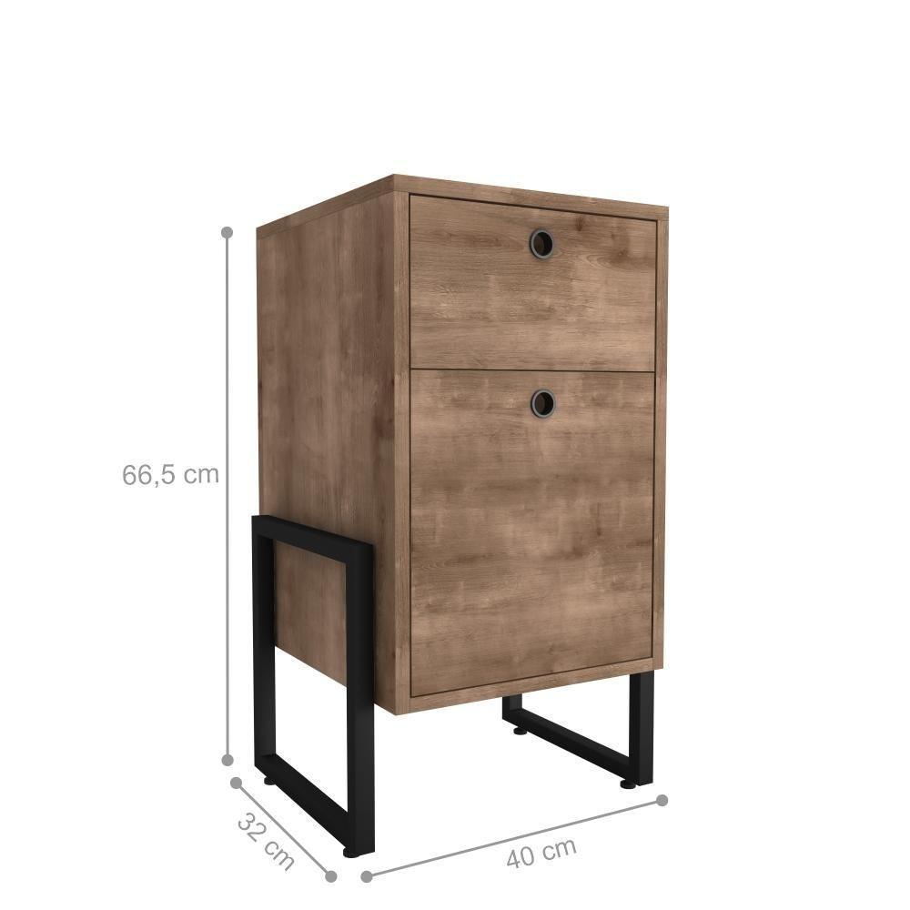 Mesa De Cabeceira Luigi 2 Gavetas Castanho Preto - 3
