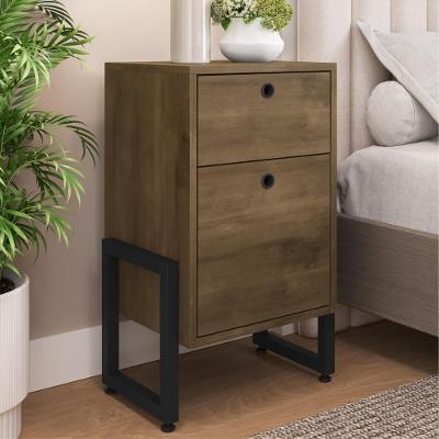 Mesa De Cabeceira Luigi 2 Gavetas Castanho Preto