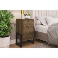 Mesa De Cabeceira Luigi 2 Gavetas Castanho Preto