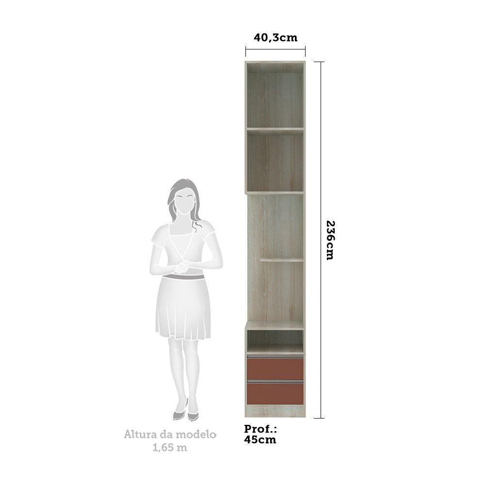 Mesa De Cabeceira Direito 1 Porta 2 Gavetas Prime Plus Gaia - 2
