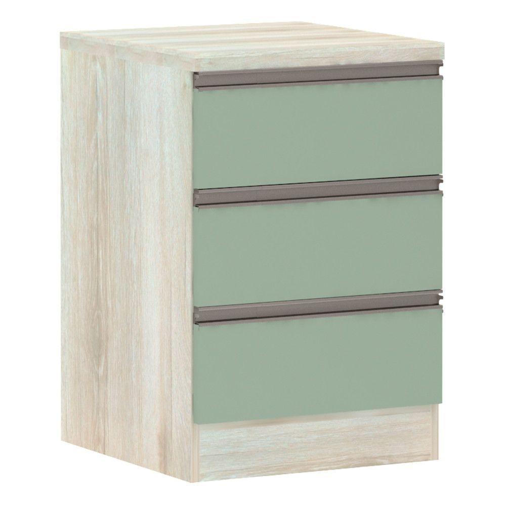 Mesa De Cabeceira 3 Gavetas 40Cm Estrutura Legno Crema Prime - 1