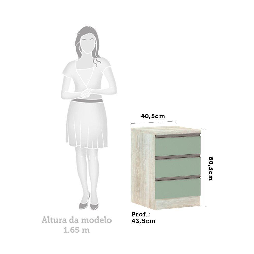 Mesa De Cabeceira 3 Gavetas 40Cm Estrutura Legno Crema Prime - 2