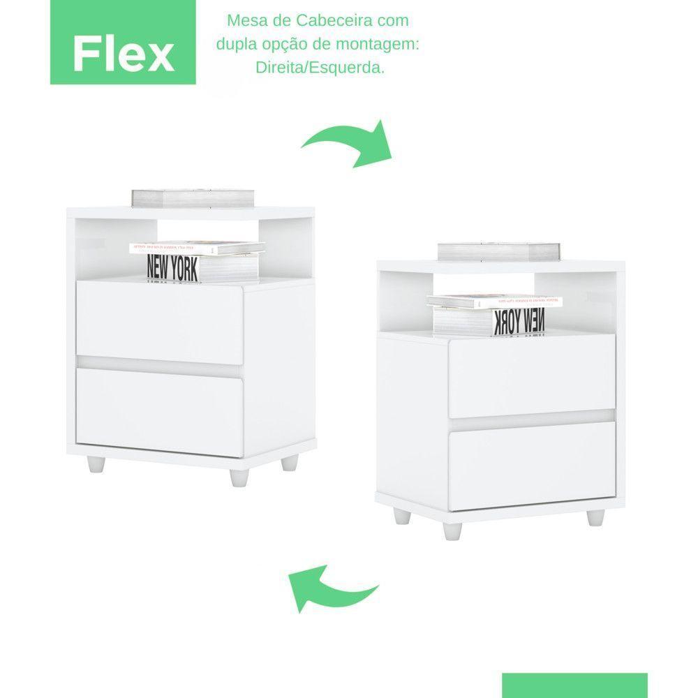 Mesa De Cabeceira 2 Gavetas Nora Casa 812 Branco - 3