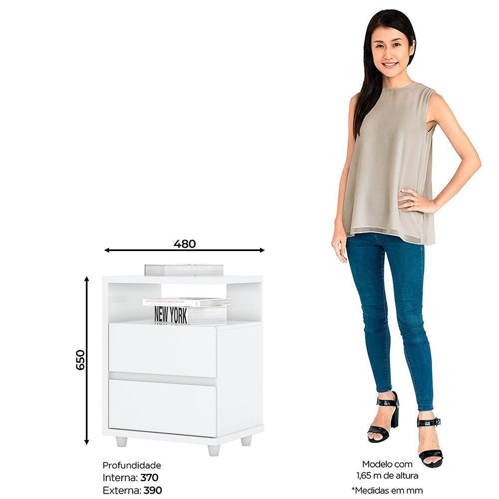 Mesa De Cabeceira 2 Gavetas Nora Casa 812 Branco - 4