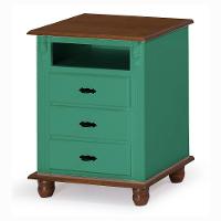 Mesa de Cabeceira 3 Gavetas e Nicho Laca Verde Musgo - 1