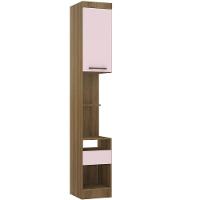 Mesa De Cabeceira Alta 38cm 1 Porta E 1 Gaveta Paris Luciane Móveis Avelã Pf Com Rosa Pf - 10