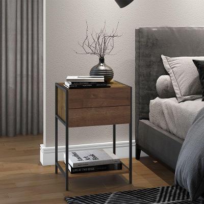 Mesa de Cabeceira Steel Quadra Vermont e Base Metálica