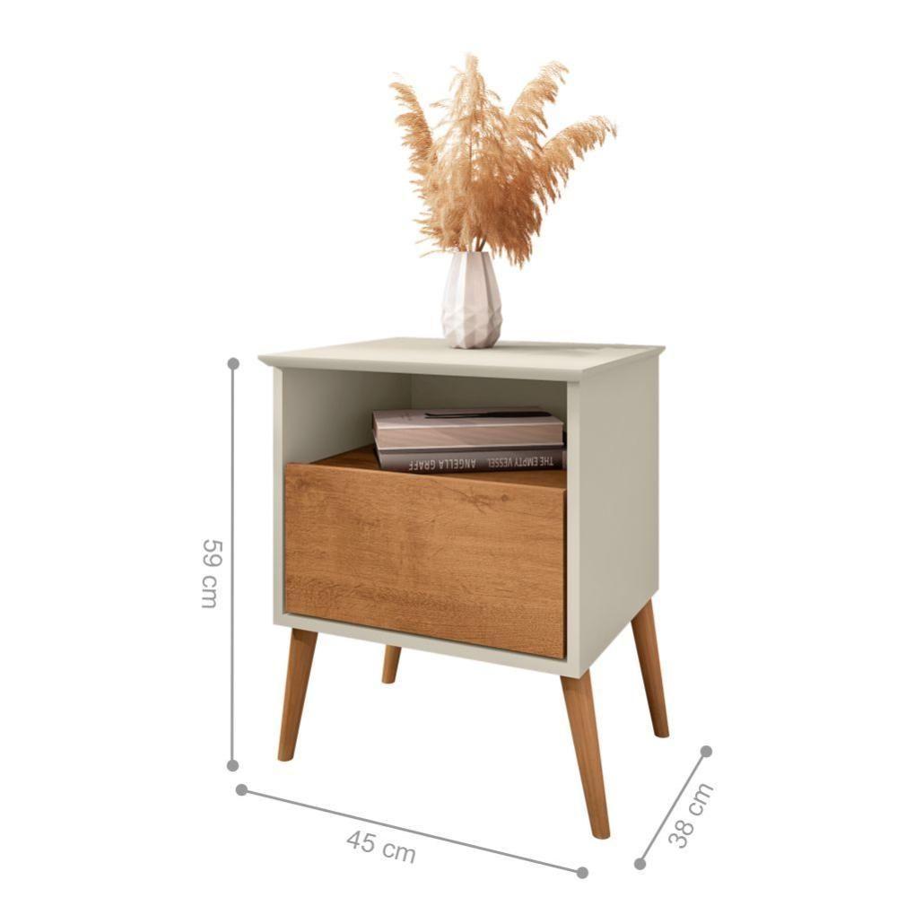 Conjunto De Mesa De Cabeceira Moreira Off White Naturalle - 4