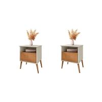 Conjunto De Mesa De Cabeceira Moreira Off White Naturalle - 1