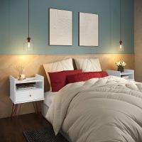 Conjunto Mesa De Cabeceira Bill Estilo Industrial 1 Gaveta - 5