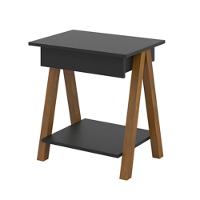 Mesa De Cabeceira Com 1 Gaveta Gardenia Amadeirado Preto - 2
