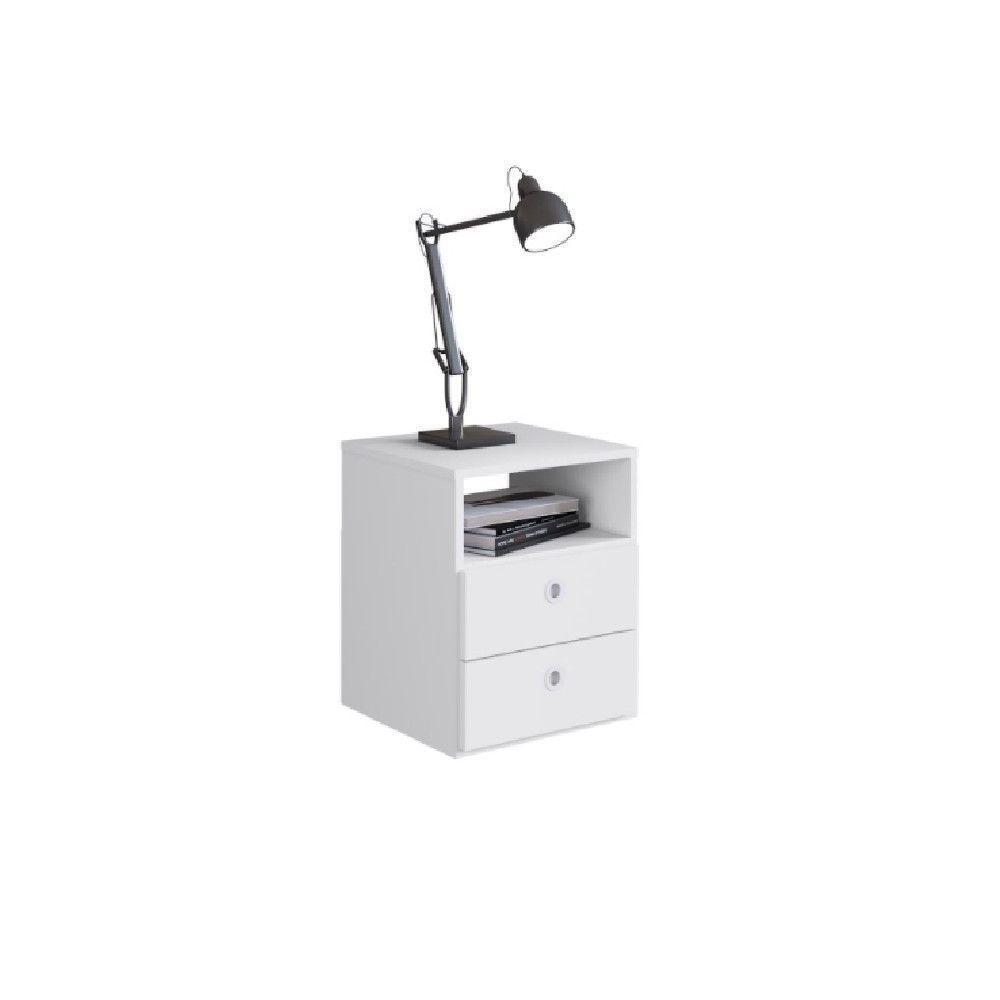 Mesa De Cabeceira Com 2 Gavetas E 1 Prateleira Tókio Branco - 1