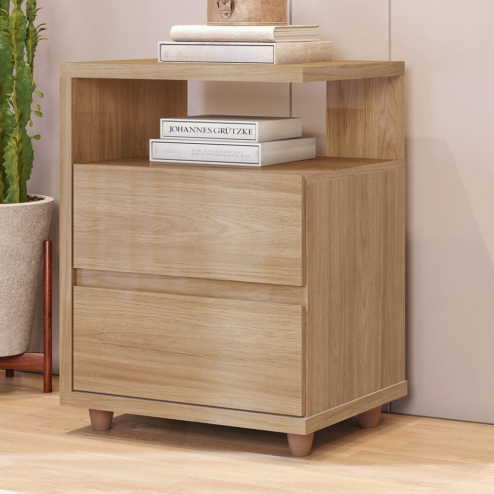 Mesa De Cabeceira 2 Gavetas Nora Casa 812 Jequitibá - 1