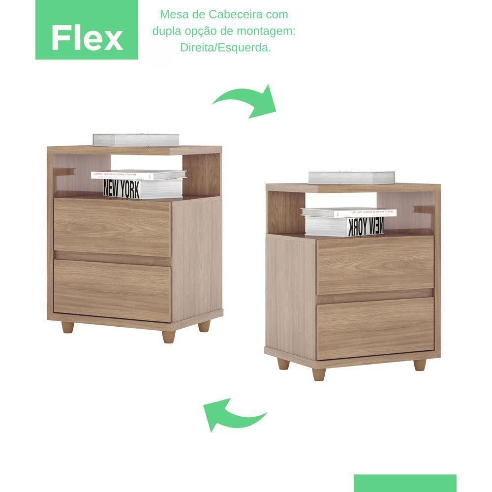 Mesa De Cabeceira 2 Gavetas Nora Casa 812 Jequitibá - 3