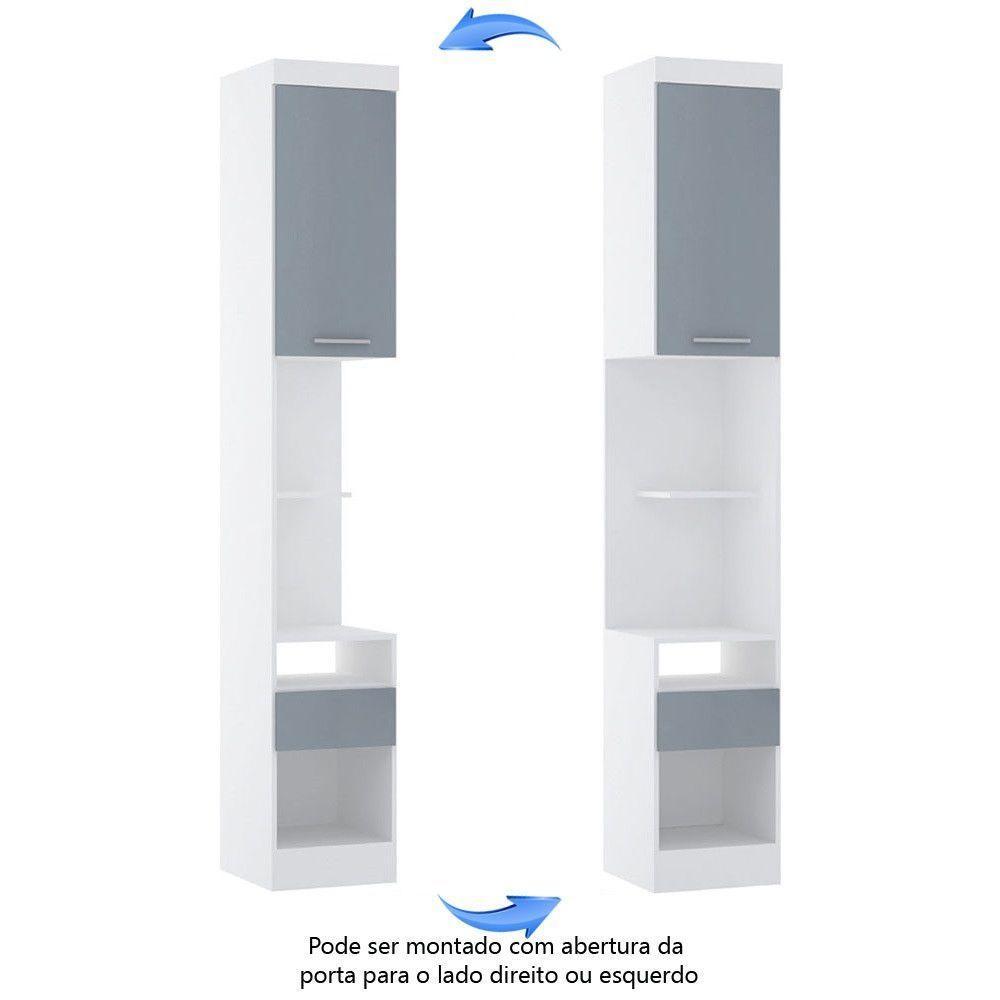 Mesa De Cabeceira Alta 38cm 1 Porta E 1 Gaveta Alpes Luciane Móveis Branco Pf Com Grey Sky Pf - 5