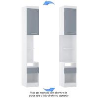 Mesa De Cabeceira Alta 38cm 1 Porta E 1 Gaveta Alpes Luciane Móveis Branco Pf Com Grey Sky Pf - 5