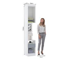 Mesa De Cabeceira Alta 38cm 1 Porta E 1 Gaveta Alpes Luciane Móveis Branco Pf Com Grey Sky Pf - 6