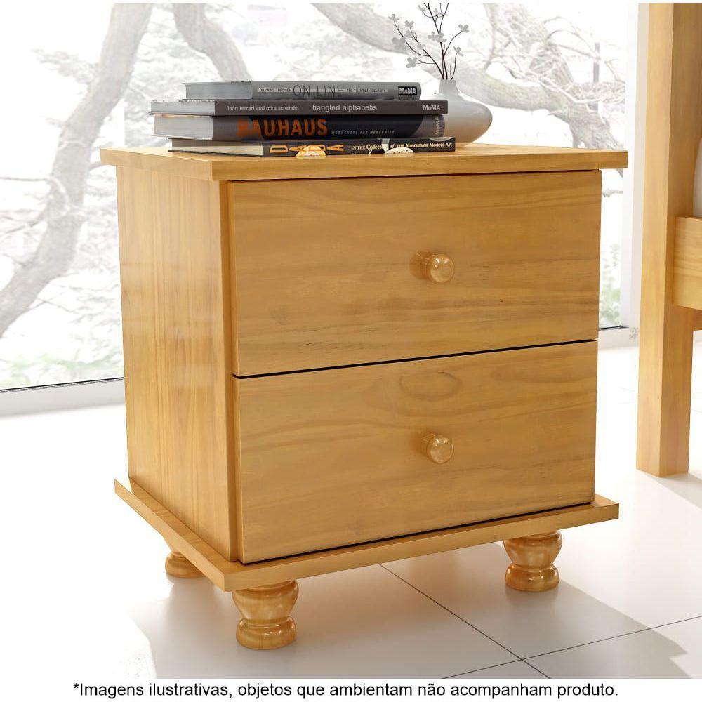 Mesa De Cabeceira 2 Gavetas Em Madeira Maciça ônix Mel - Straub Web - 1