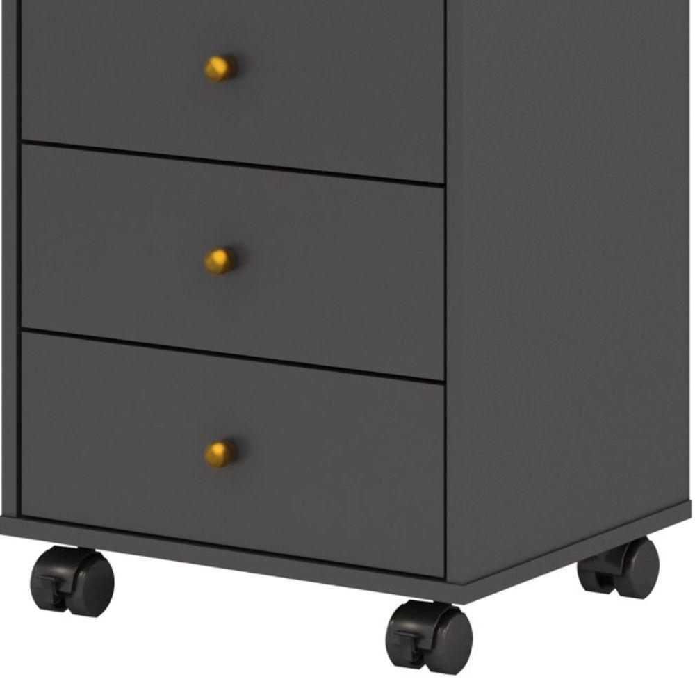 Mesa De Cabeceira 4 Gavetas Presence D02 Grafito - 3