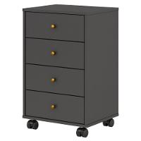 Mesa De Cabeceira 4 Gavetas Presence D02 Grafito - 1